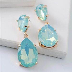 Teal Gemstone Teardrop Earrings